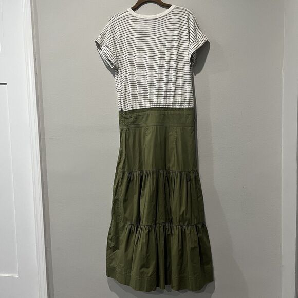 Veronica‎ Beard Trail Striped Tiered Midi Dress Women’s Medium Pima Cotton - Picture 3 of 9